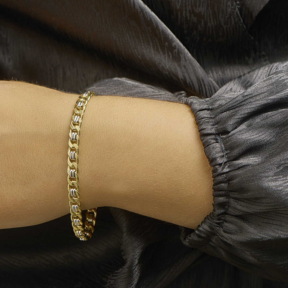 Fantasy Collection Armband geslepen gourmette massief 6,2 mm silgold