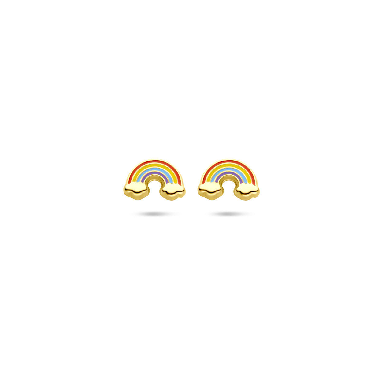 Oorbellen emaille regenboog 5,5 mm 14K geelgoud