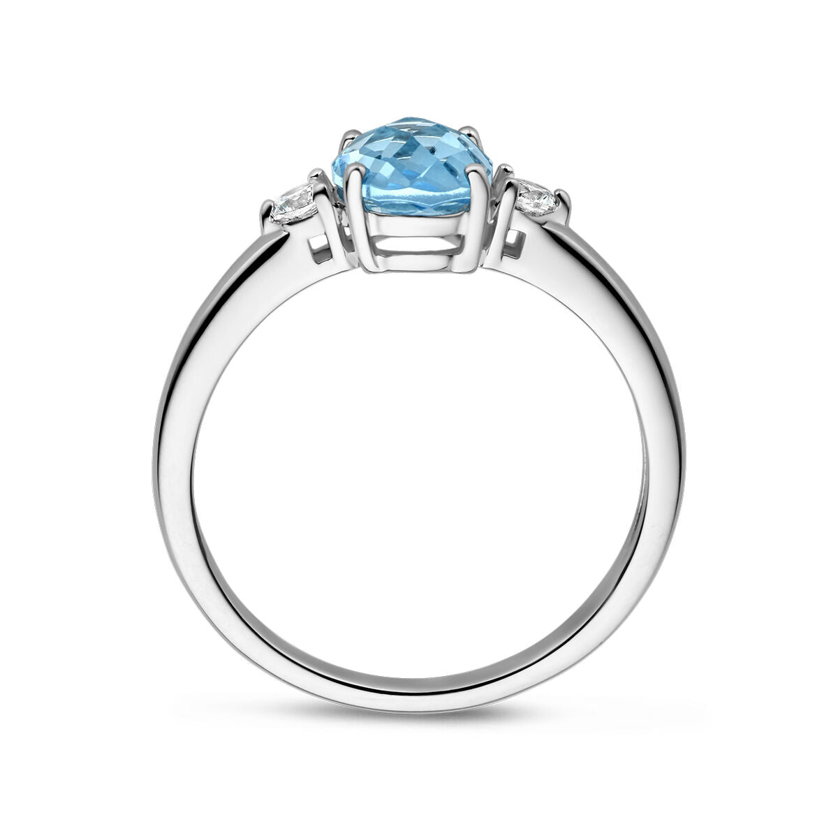 Fantasy Collection Ring trilogie zirkonia en blauw topaas zilver