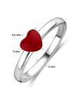 Zilveren Ring met Emaille Hart – Gerhodineerd 925 Zilver - 1341487