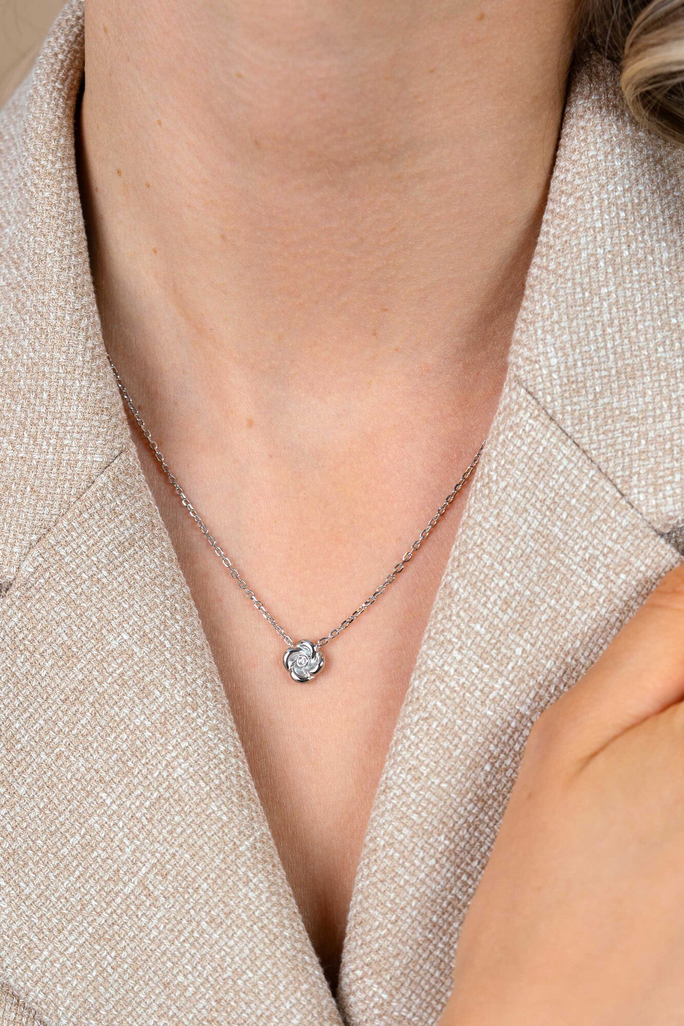 ZINZI Zilveren Ketting met Witte Zirkonia ZIC2872