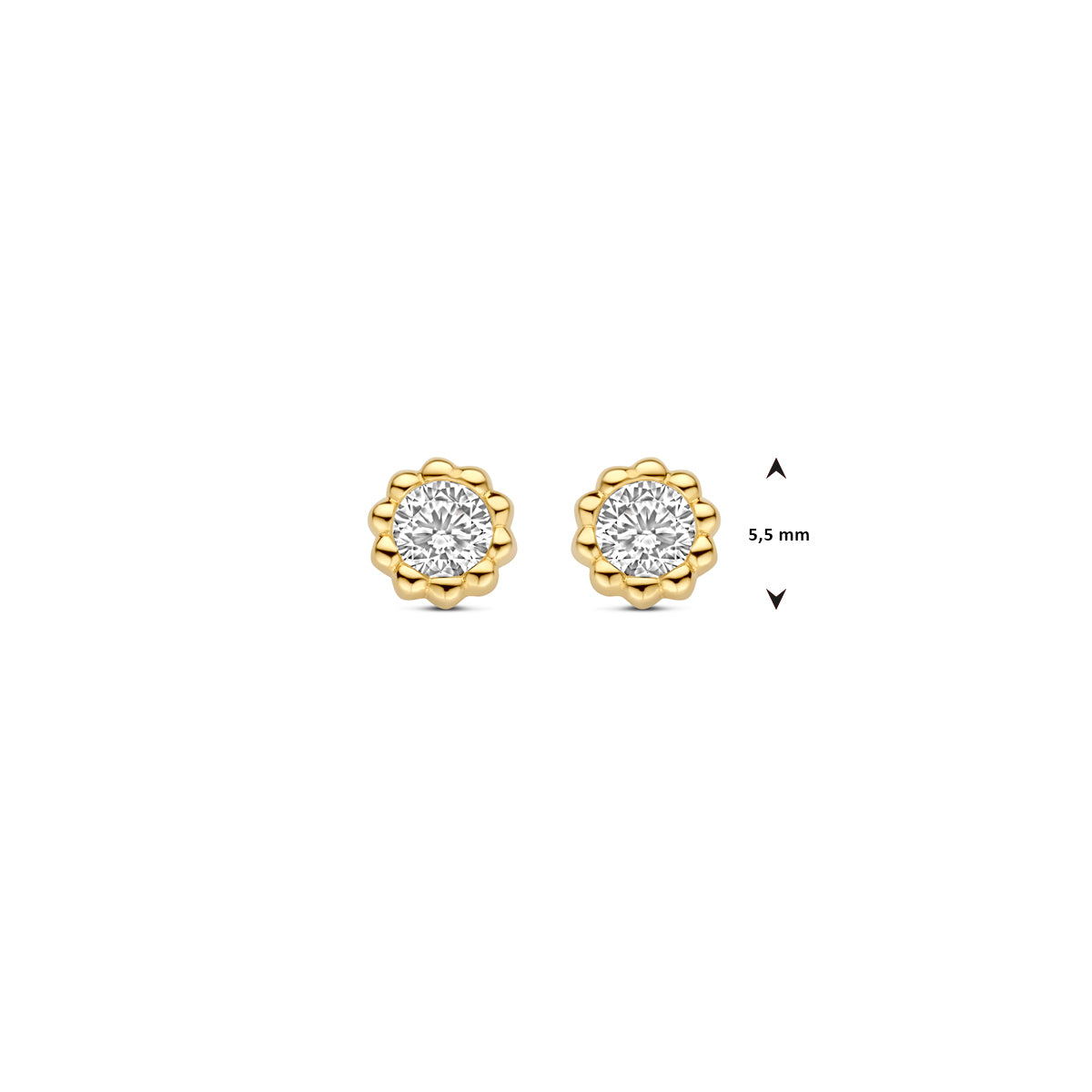 Oorknoppen zirkonia 9K geelgoud 5,5 mm