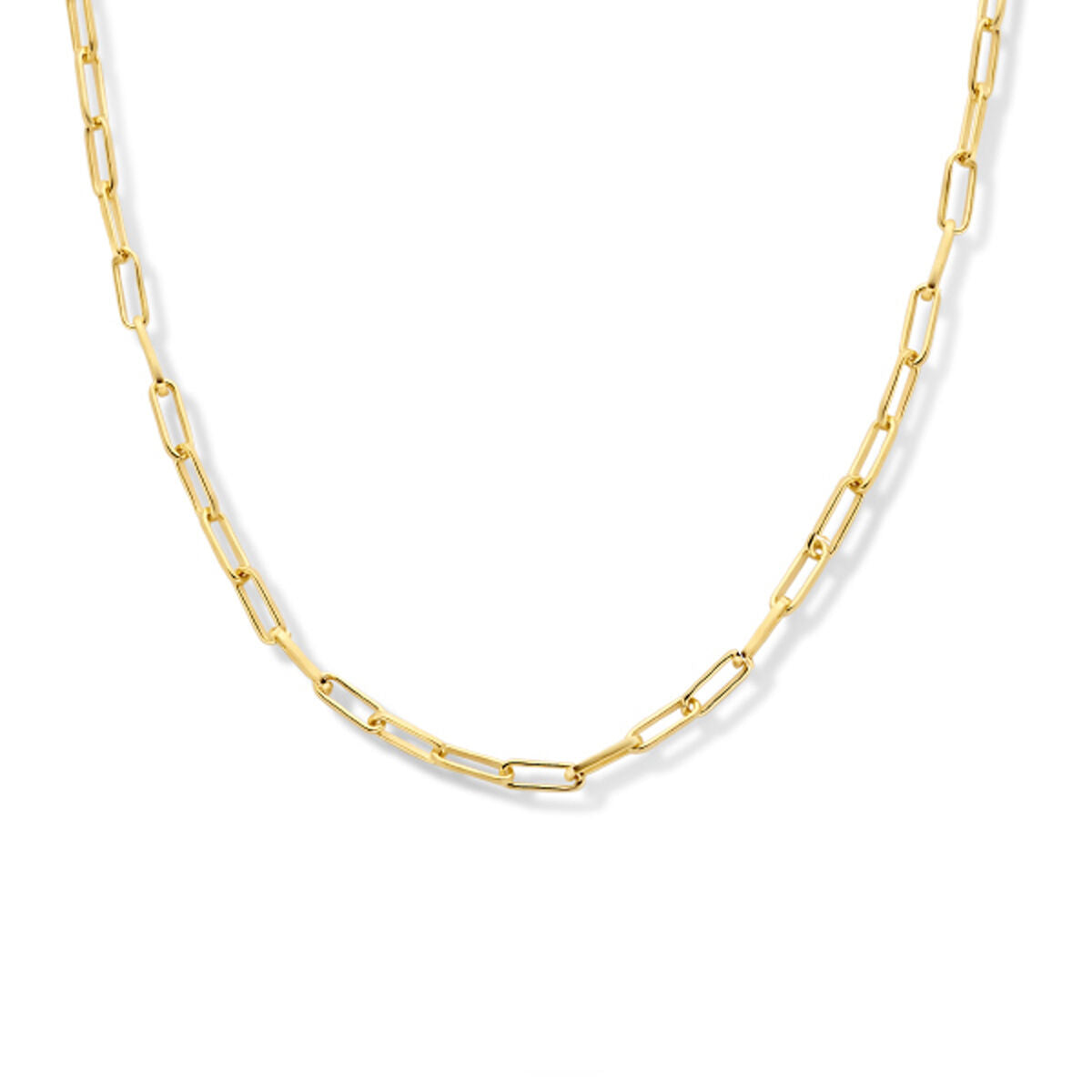 Fantasy Collection Collier paperclip vierkante buis 2,3 mm 41 + 4 cm 3 micron zilver verguld