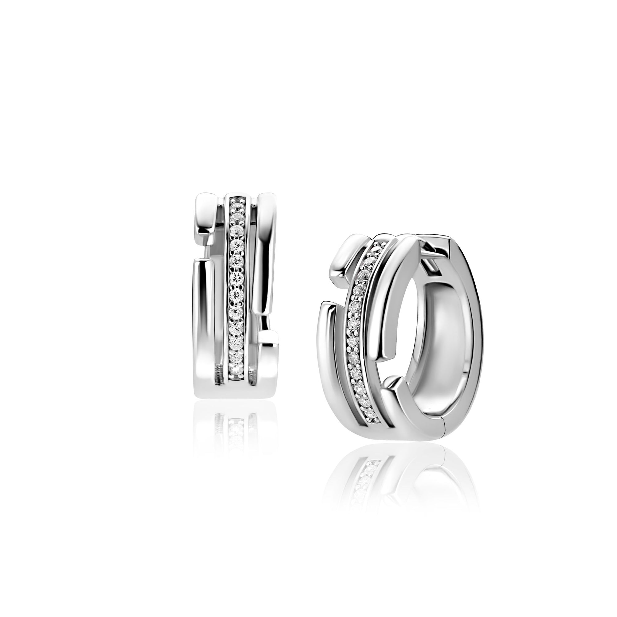 ZINZI zilveren multi-look oorringen 3 banen met witte zirkonia 15mm ZIO2730 - PansiteNederland.nl