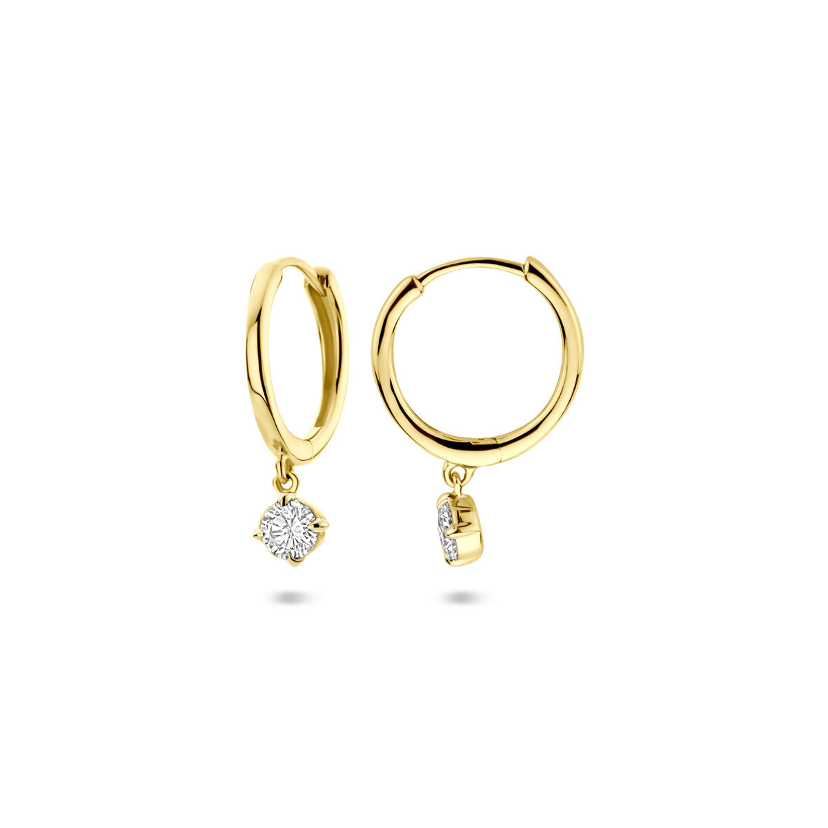 14K geelgouden klapoorringen lab grown diamant 0.25ct 2x 0.125ct h si 18 mm - 4033719