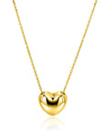 ZINZI gold plated zilveren ketting met luxe groot hart 15mm 40-45 cm ZIC2672G