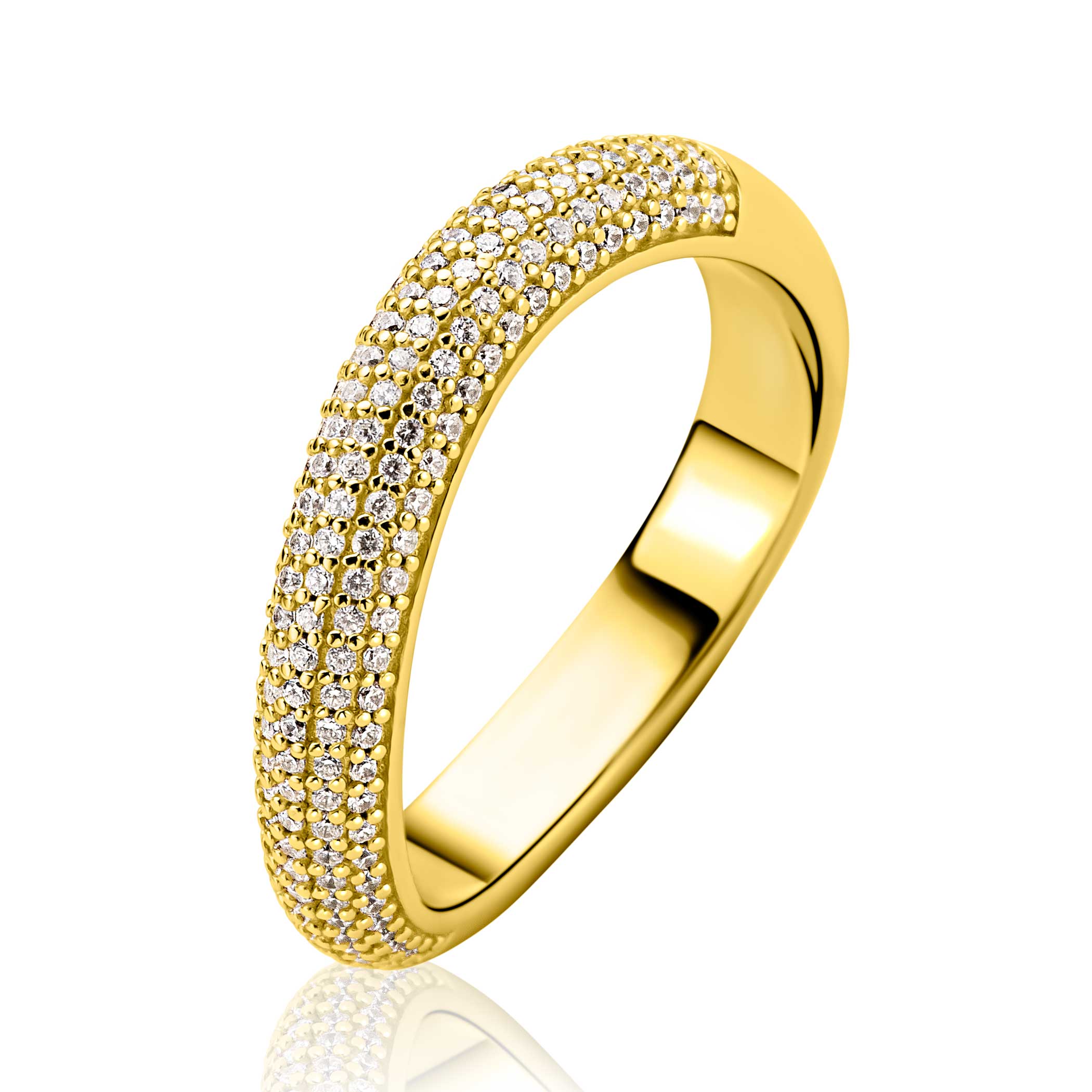 ZINZI Verguld Zilveren Ring met Witte Zirkonia - ZIR2883Y