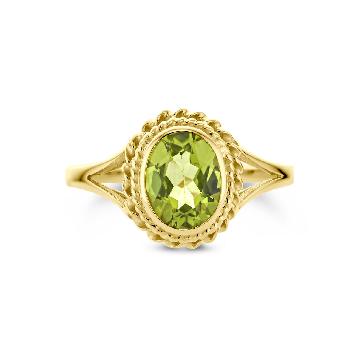 Ring peridot 14K geelgoud