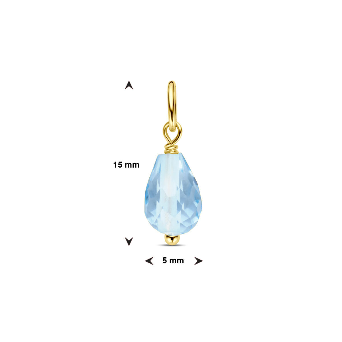 Fantasy Collection Hanger blauw topaas 15 mm 14K geelgoud