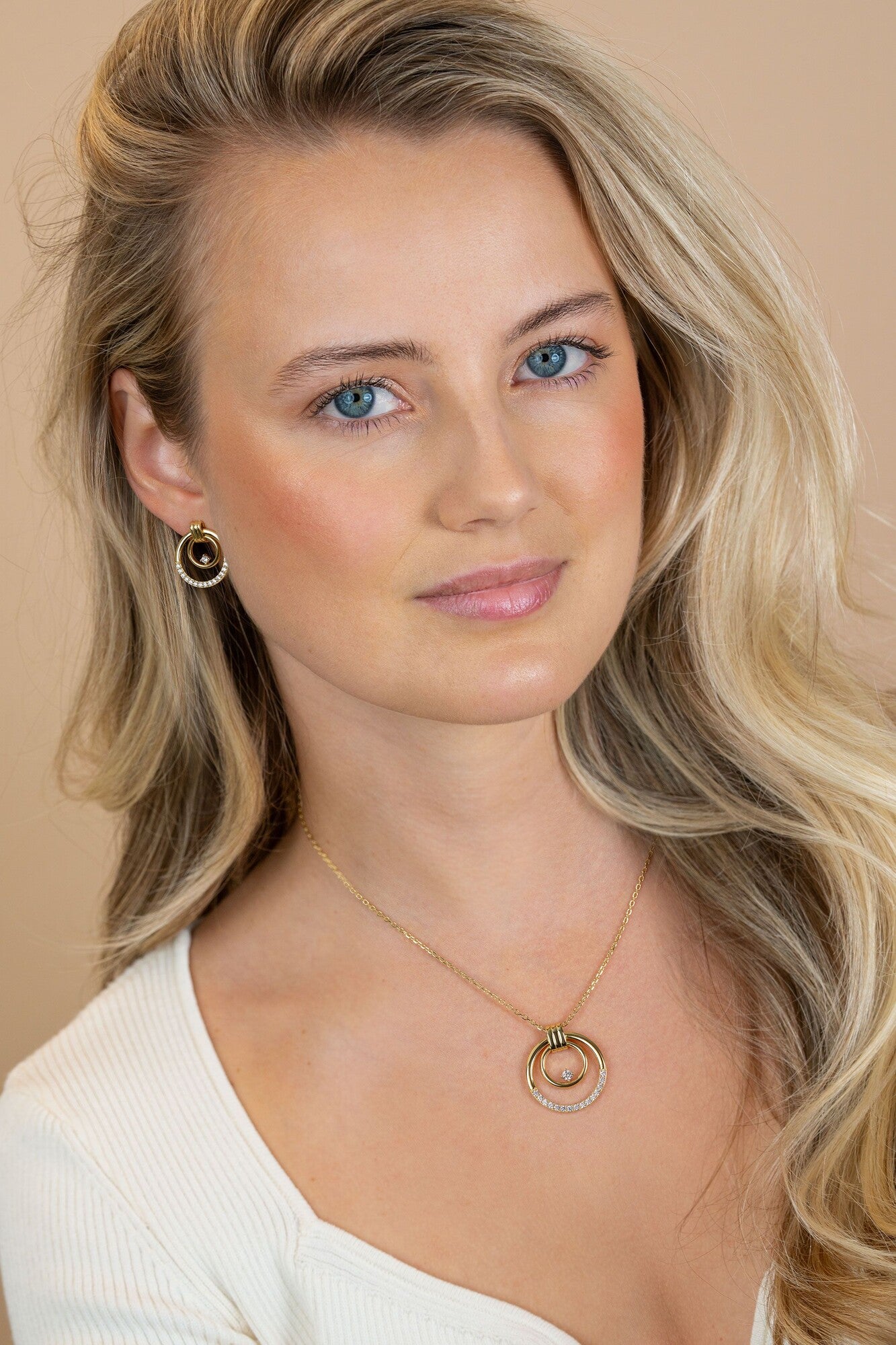 ZINZI Verguld Zilveren Ketting met Witte Zirkonia - ZIC2819