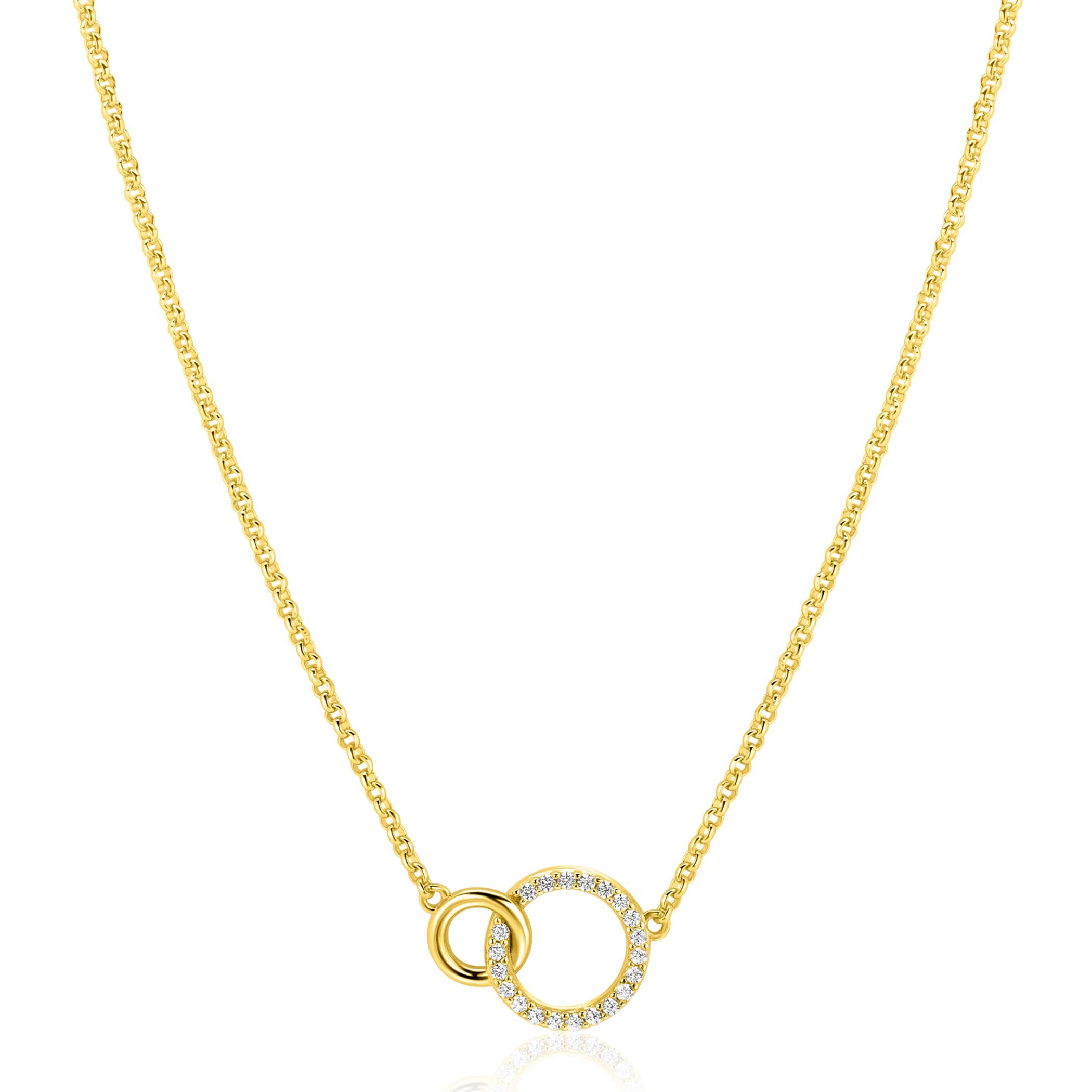 ZINZI Verguld Zilveren Ketting met Witte Zirkonia - ZIC1782Y
