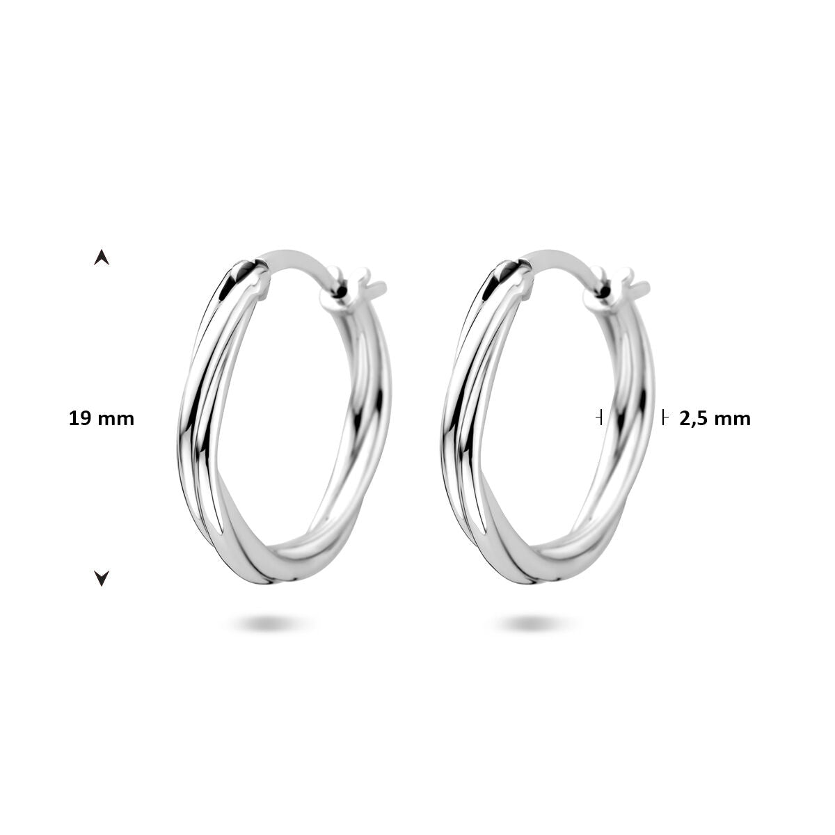 Fantasy Collection Oorbellen gedraaid 19 mm zilver