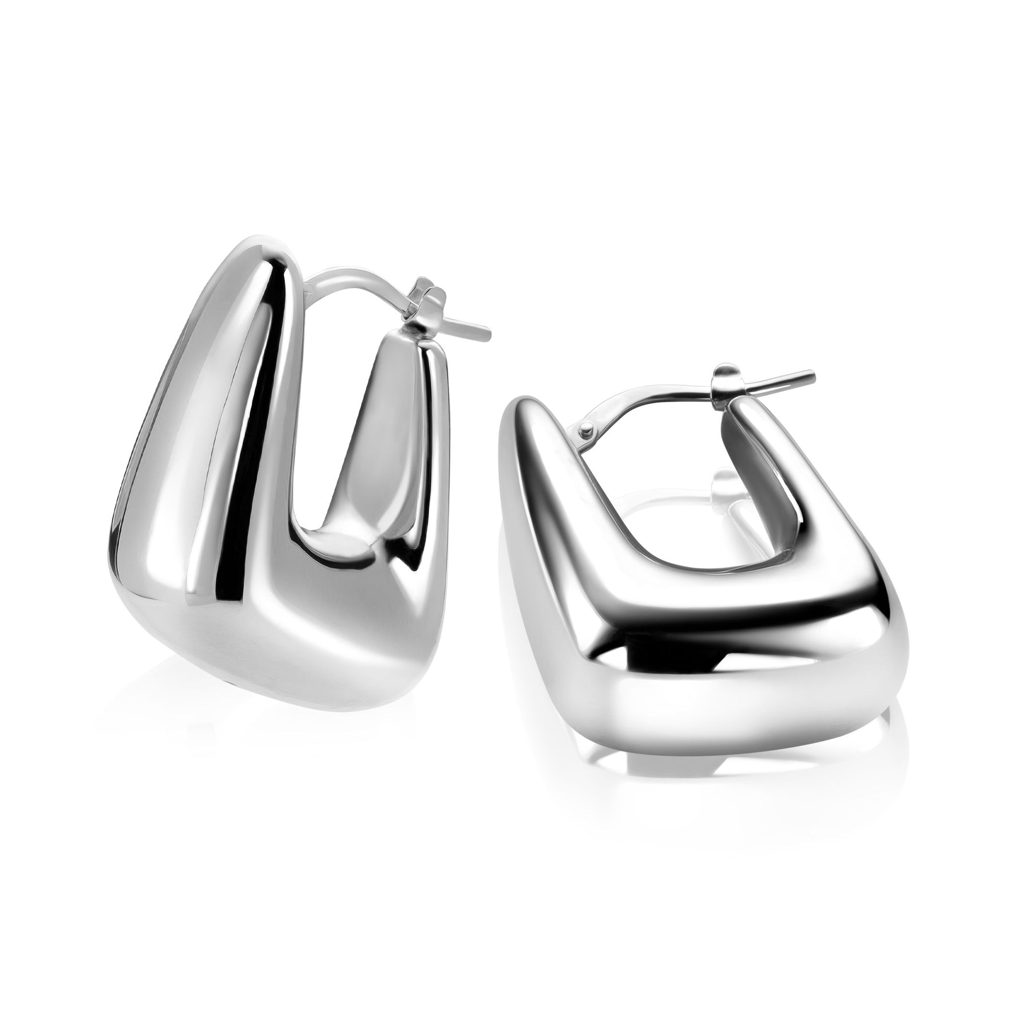 ZINZI zilveren oorringen met brede buis, vierkante look en handige bovensluiting 24mm ZIO2747 - PansiteNederland.nl