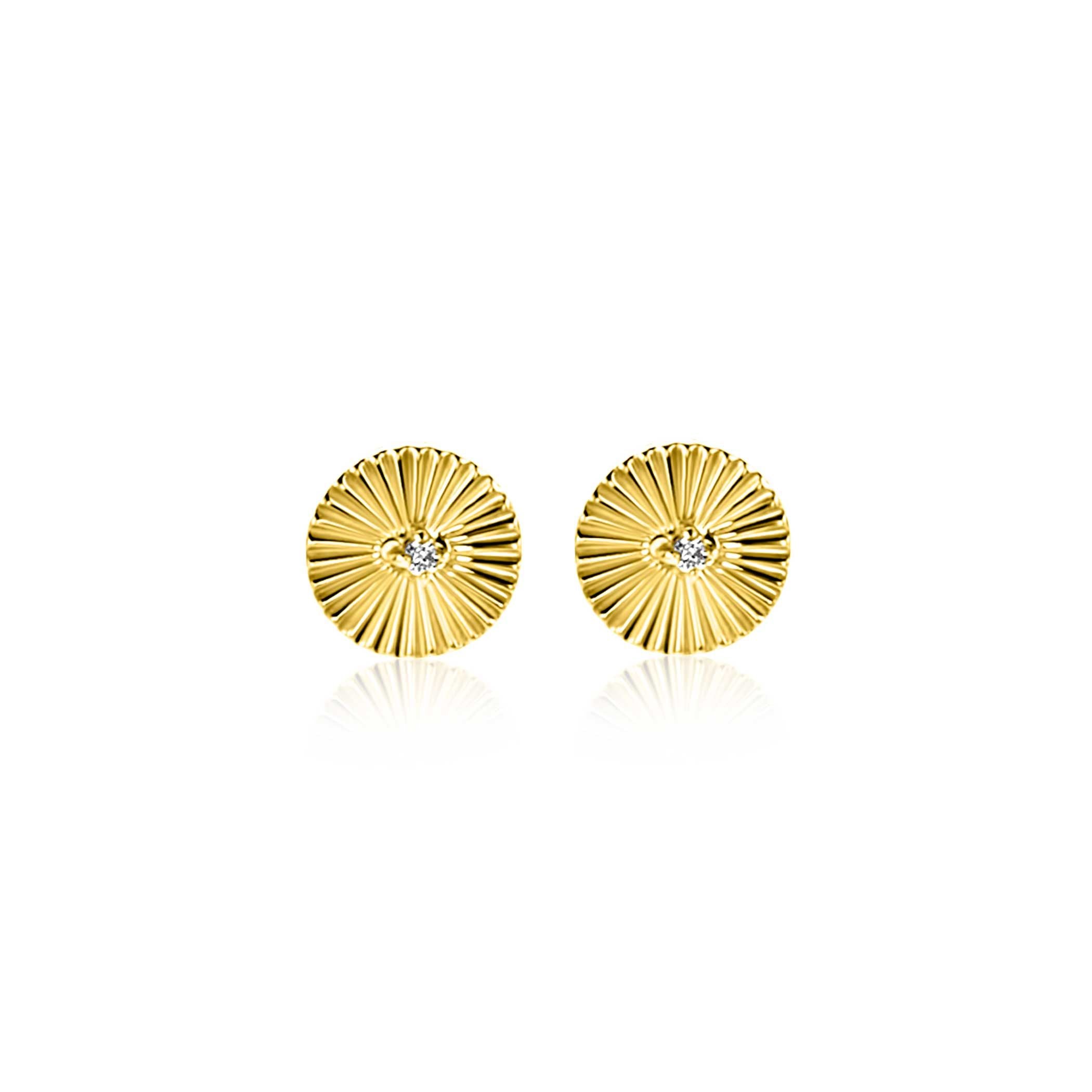 ZINZI 14K Gouden Oorknoppen met Witte Zirkonia ZGO542 oorbellen