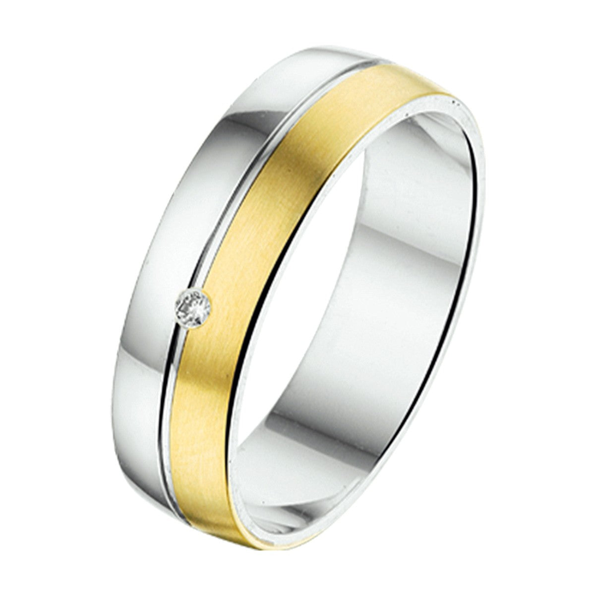 Fantasy Collection Ring 6 mm 0.02ct h si goud met zilver
