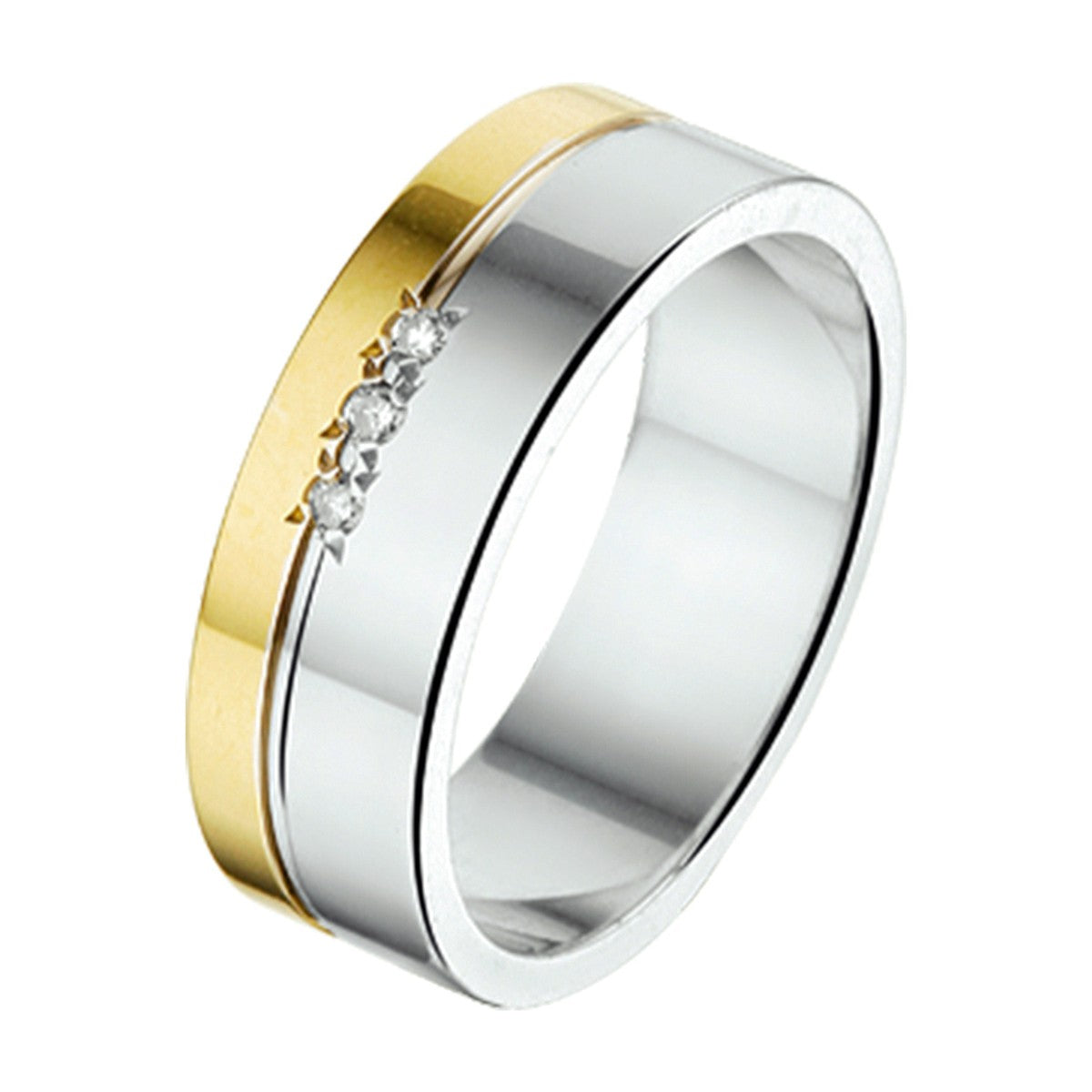 Fantasy Collection Ring 6 mm 0.03ct h si goud met zilver