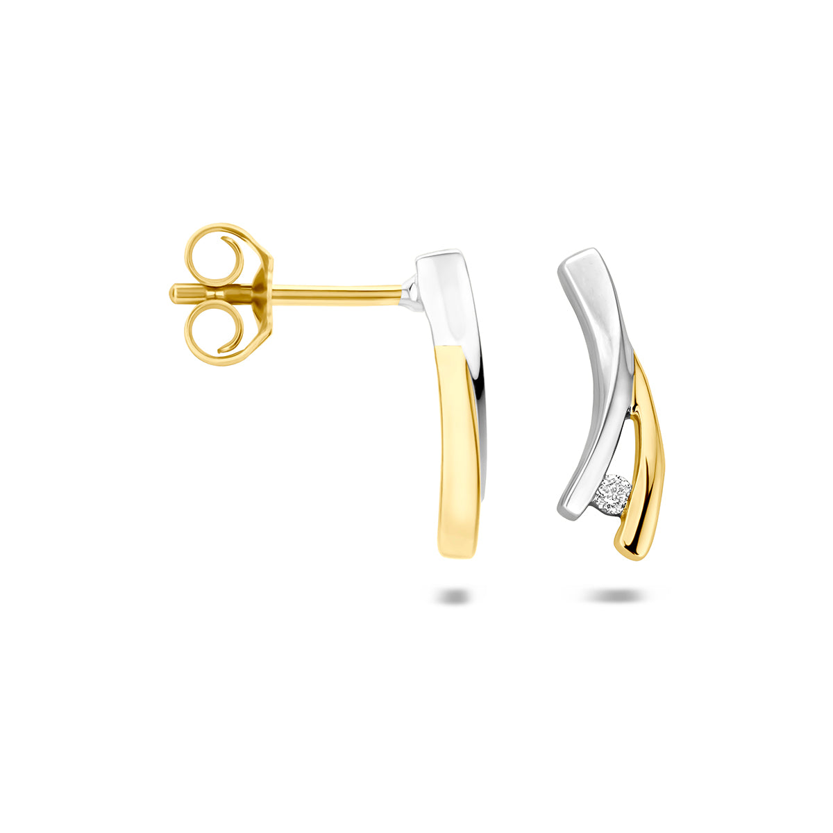 Fantasy Collection Oorknoppen lab grown diamant 14K goud en zilver 0.03ct (2x 0.015ct) f vs 12,5 mm - afbeelding 3