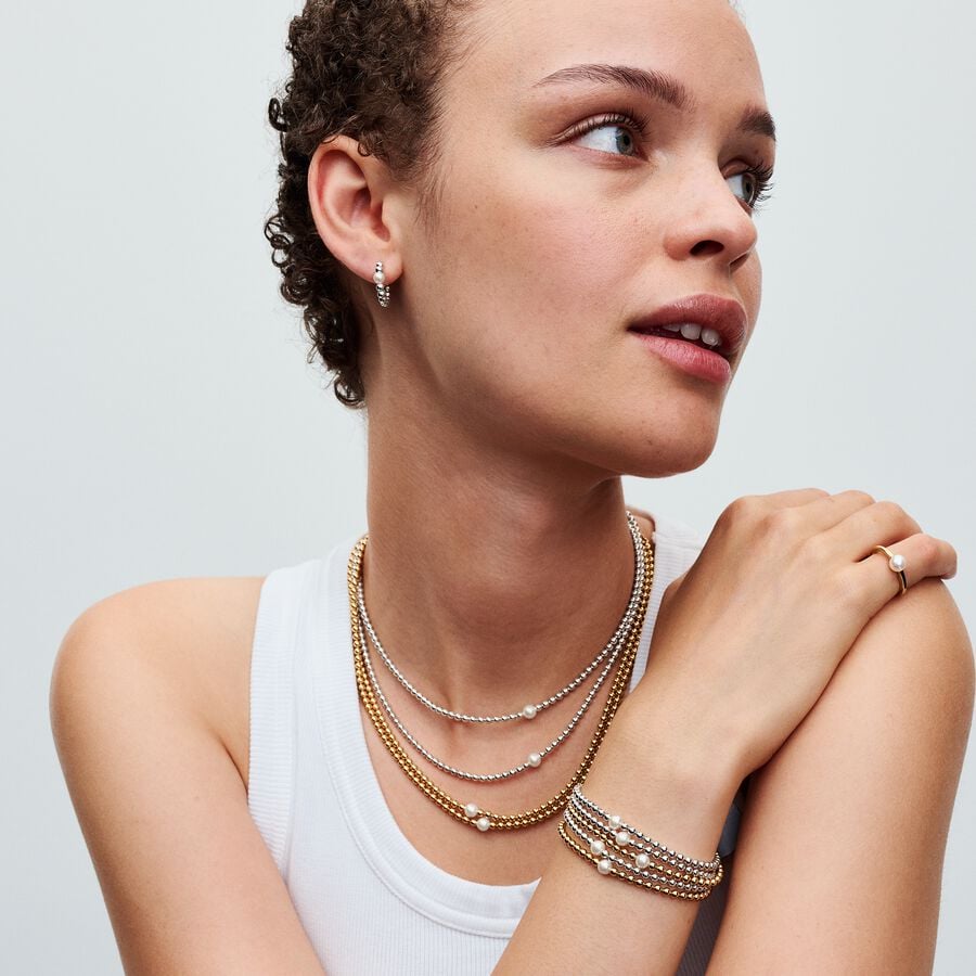 Pandora Behandelde Gecultiveerde Zoetwaterparel en Kralen Armband goudverguld - 563173C01