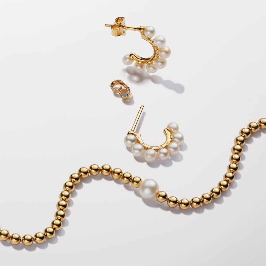 Pandora Behandelde Gecultiveerde Zoetwaterparel en Kralen Armband goudverguld - 563173C01