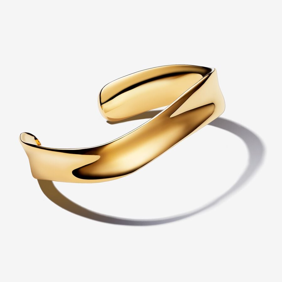 Pandora Organisch Gevormde Brede Open bangle goudverguld - 563302C00