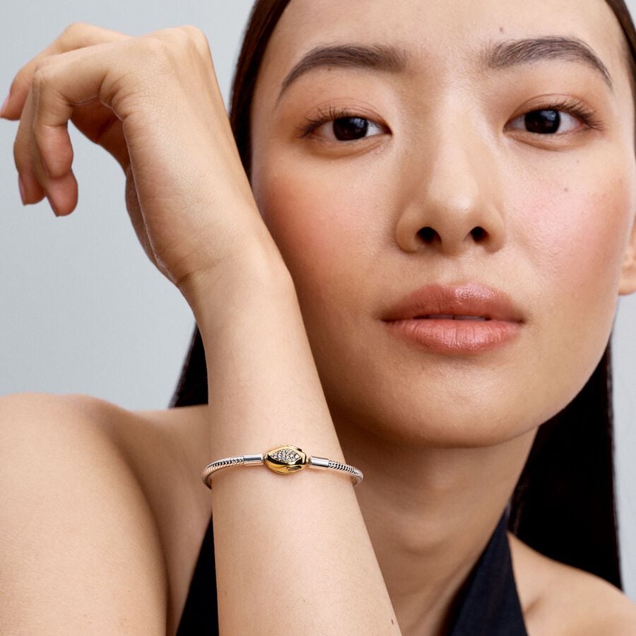 Pandora Slangensluiting & Snake Chain Armband bicolor zilver en goudverguld - 563683C01