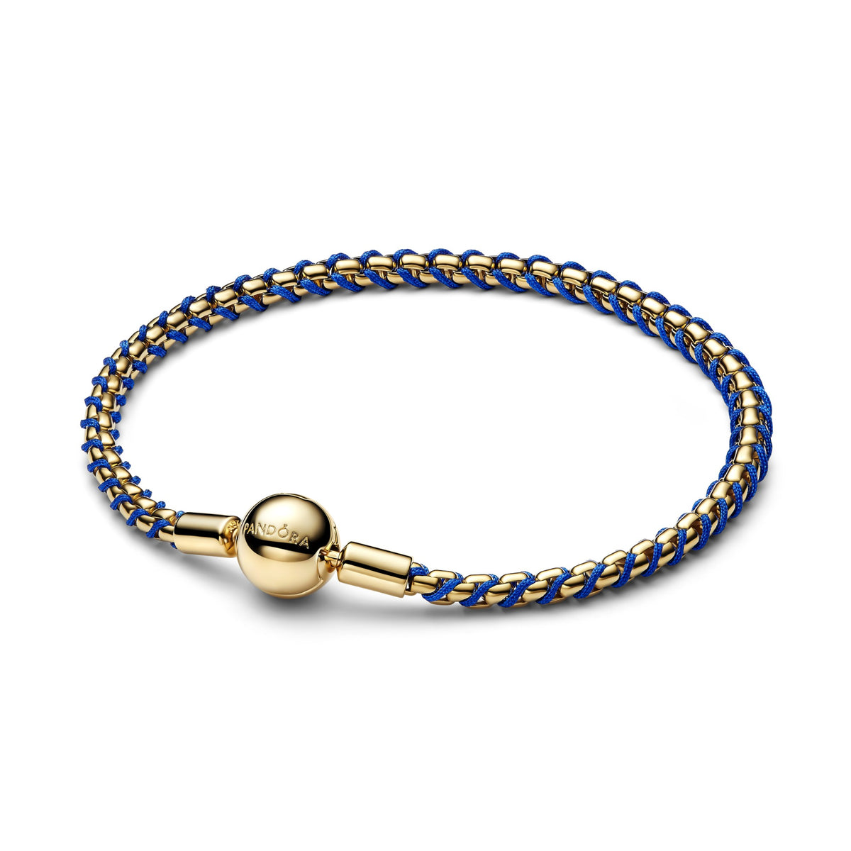 Pandora Blauw Koord Box Chain Armband goudverguld