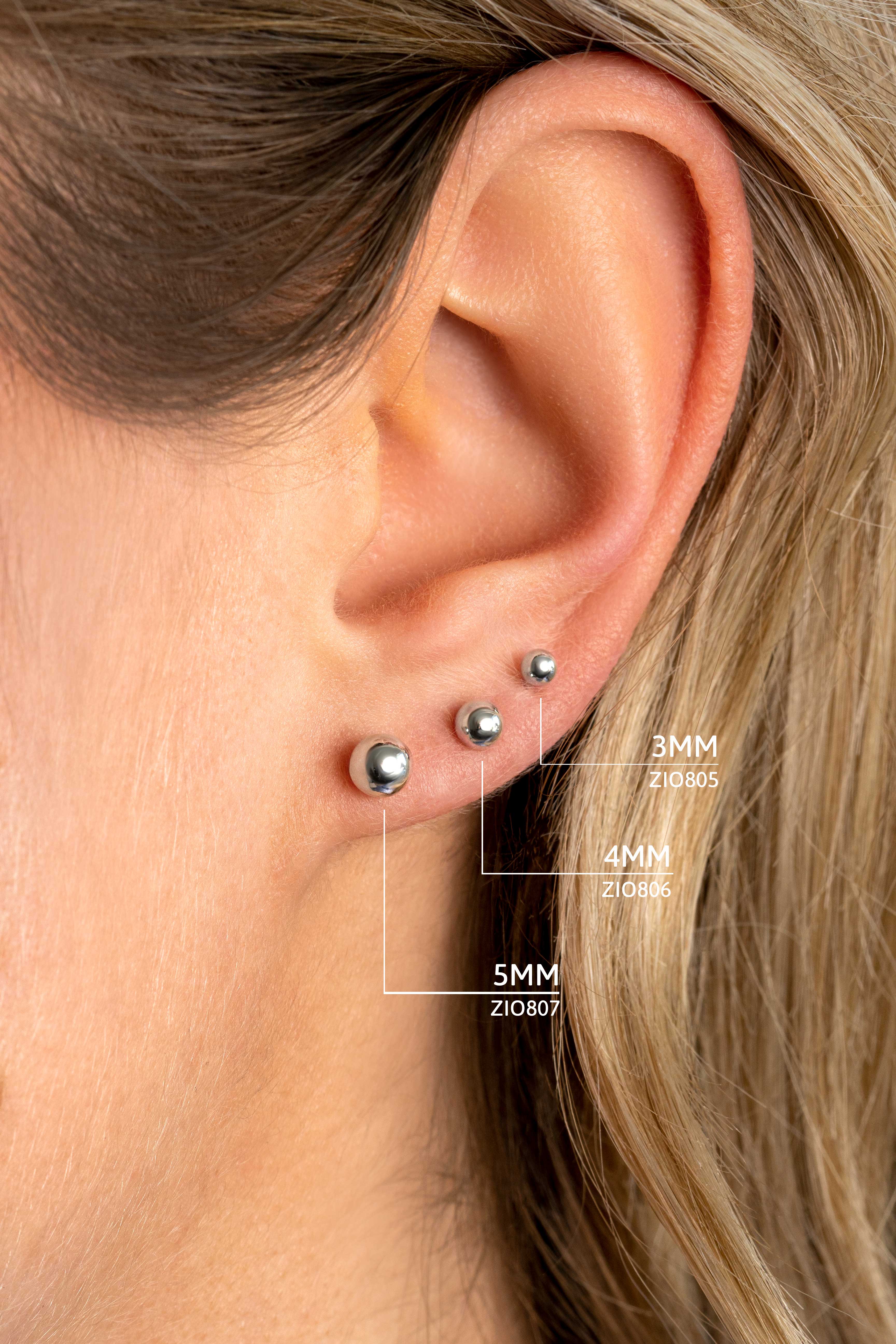 4mm ZINZI zilveren oorknoppen glad bol oorbellen - ZIO806