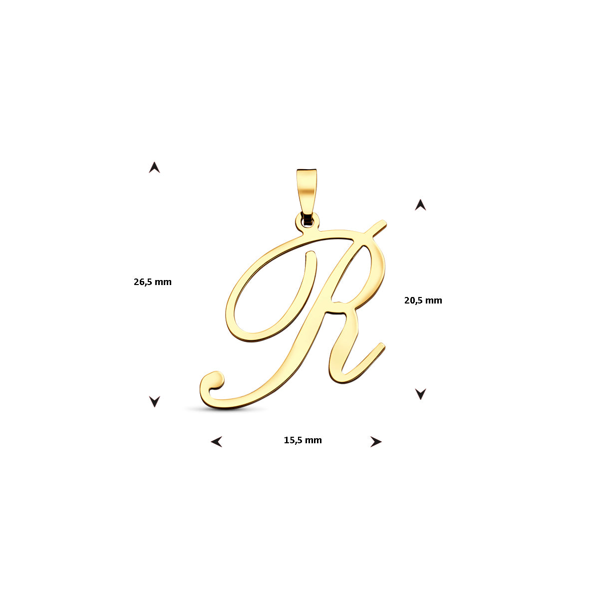 Hanger sierletter R 20,5 mm 14K geelgoud #Letter_R