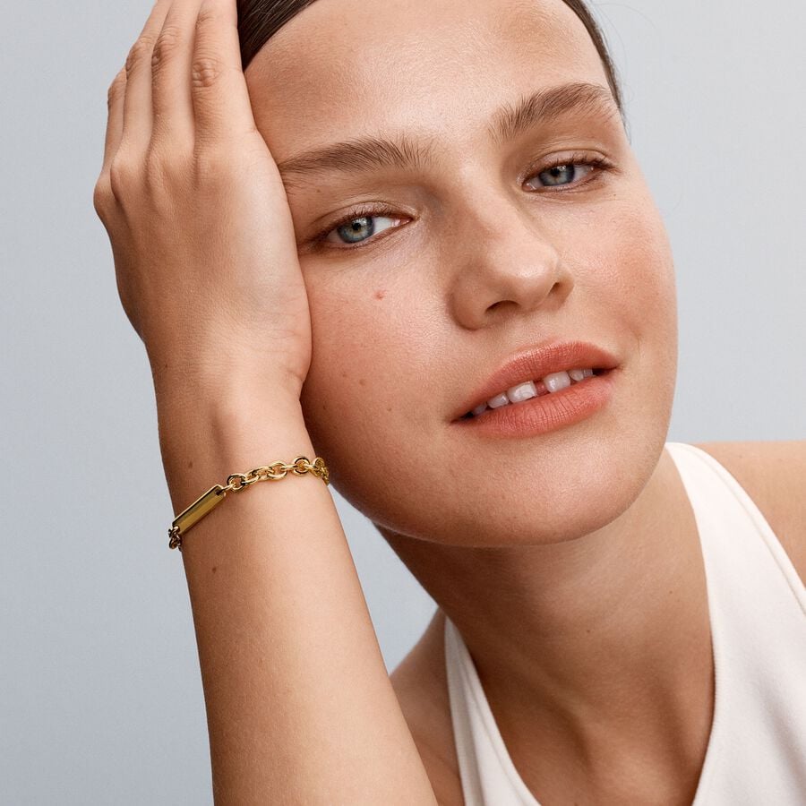 Pandora Schakelarmband met Graveerbare Balk goudverguld - 569523C00
