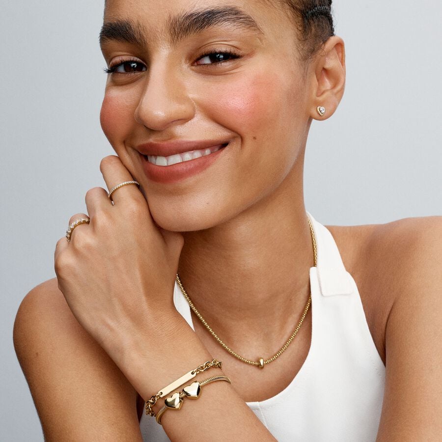 Pandora Schakelarmband met Graveerbare Balk goudverguld - 569523C00