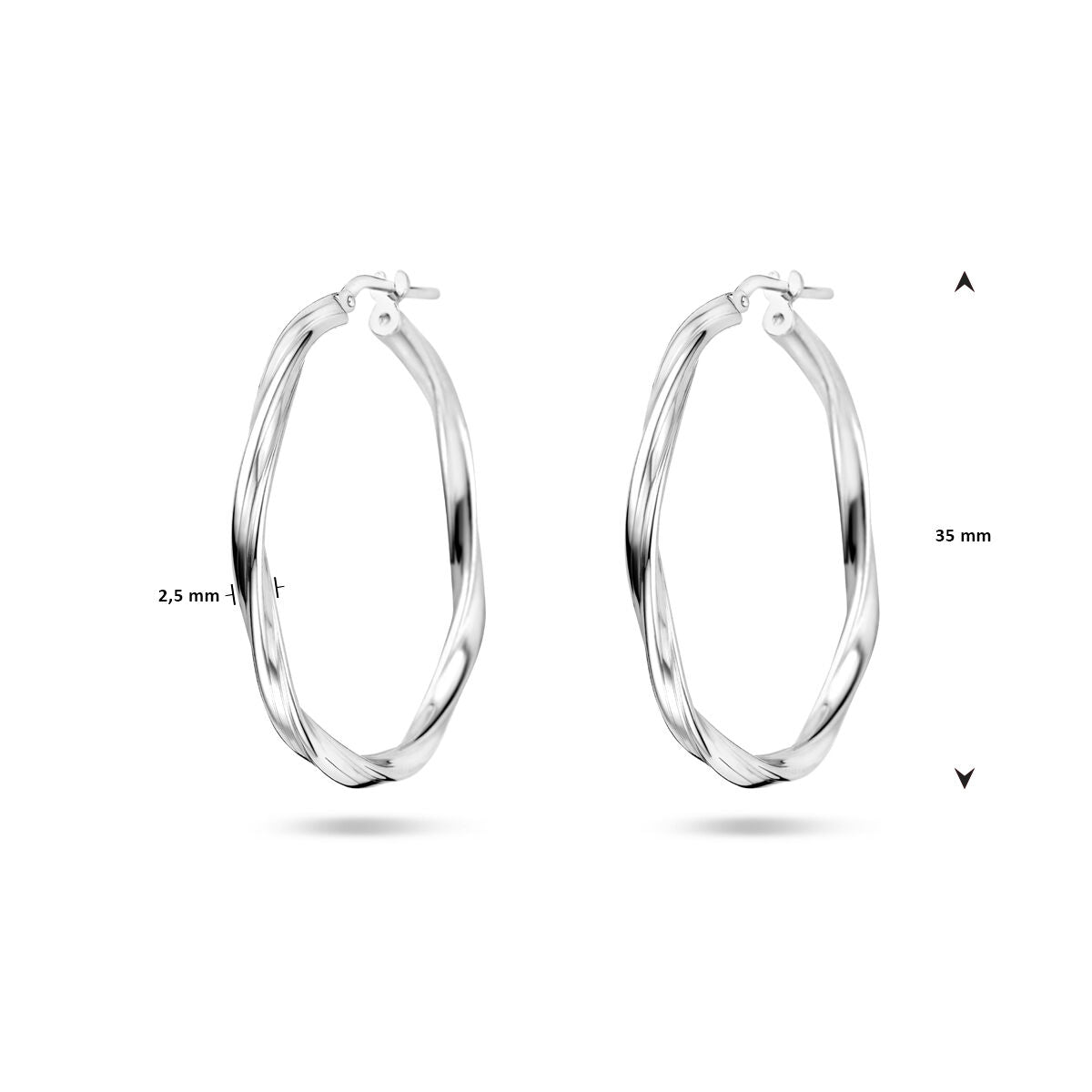 Fantasy Collection Oorbellen gedraaid 2,0 mm zilver