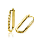 Zinzi 28mm gold plated zilveren oorringen in ovale vorm met gedraaide buis en luxe klapsluiting ZIO2693G - PansiteNederland.nl