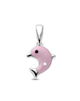 Zilveren gerhodineerde hanger dolfijn roze 17 mm 1342058
