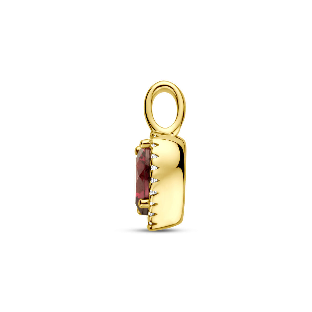 Fantasy Collection Hanger hartje roze rhodoliet en diamant 0.06ct h si 13 mm 14K geelgoud