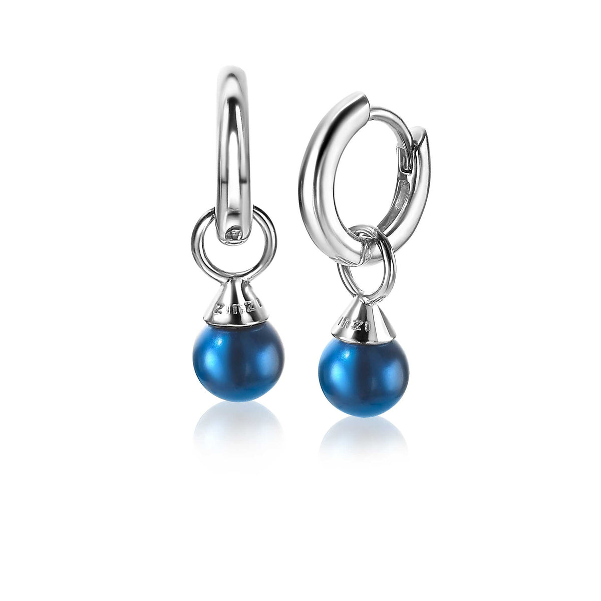 ZINZI Zilveren Oorbedels met Blauwe Parel ZICH1749B