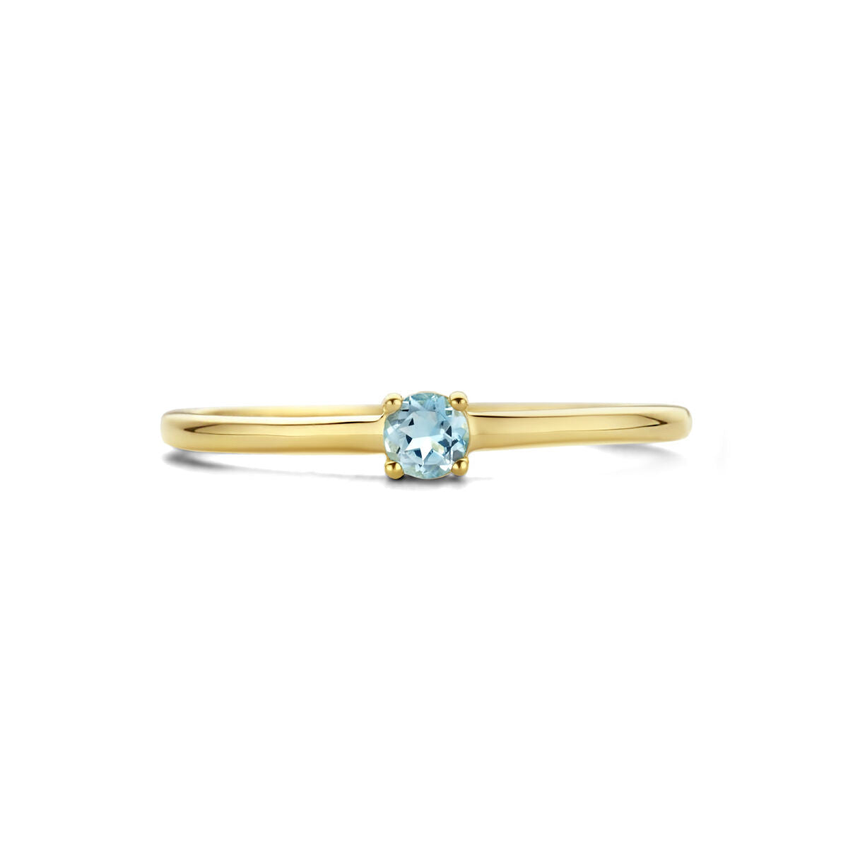 Ring met geboortesteen aquamarijn maart 14K geelgoud