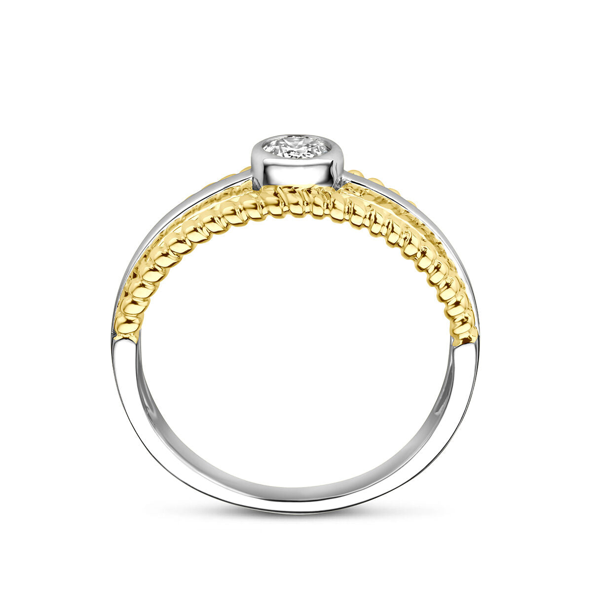 Ring zirkonia 3 micron zilver verguld briljant