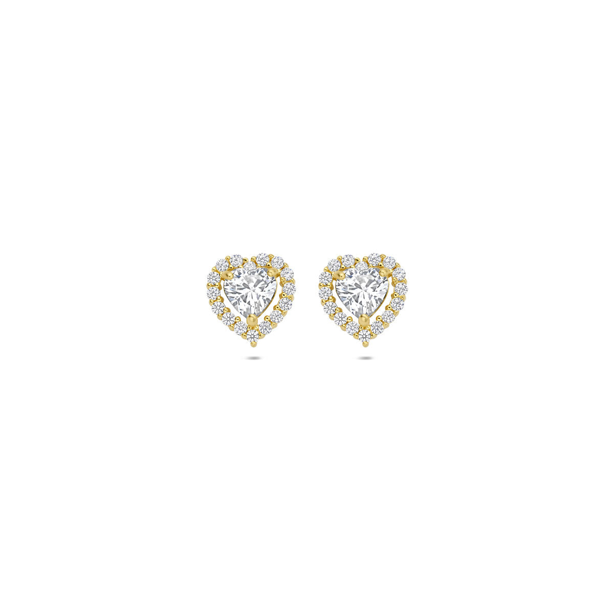 Fantasy Collection Oorbellen hart zirkonia 7 mm 14K geelgoud