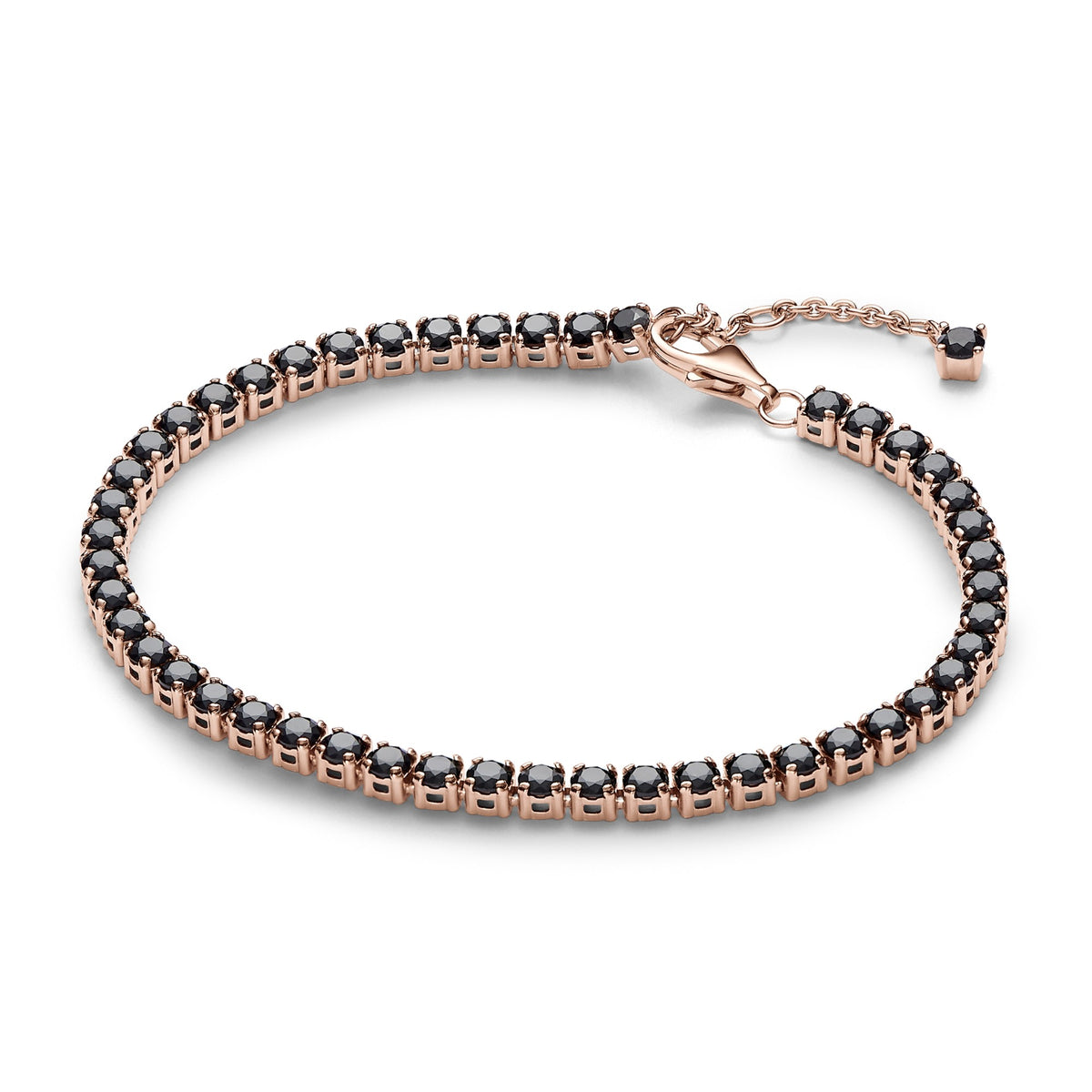 Pandora Zwarte Sprankelende Tennis Armband roségoudverguld