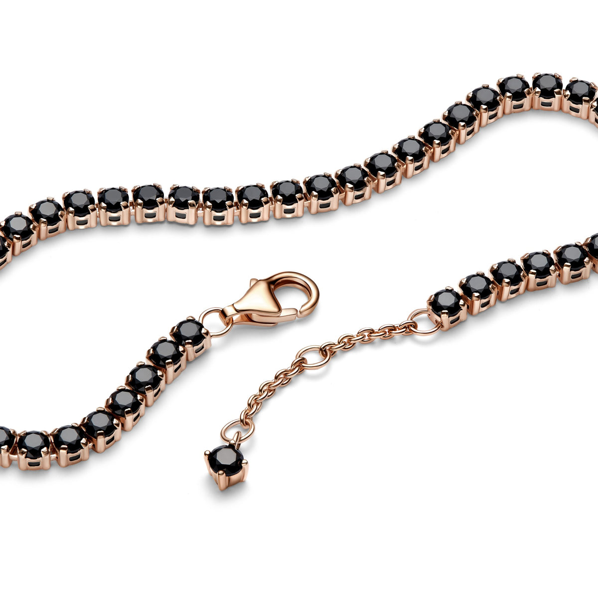 Pandora Zwarte Sprankelende Tennis Armband roségoudverguld 581469C02