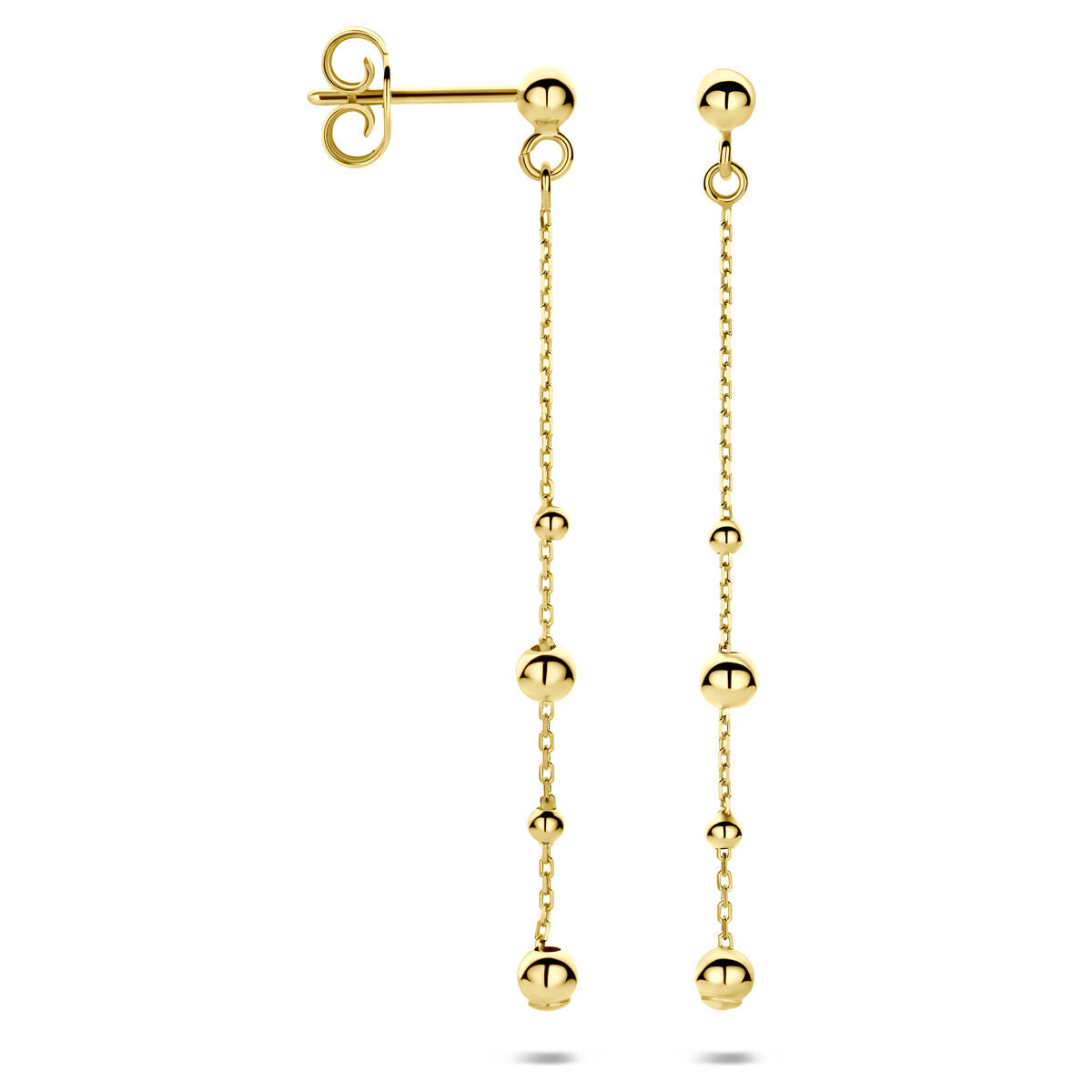 Oorhangers bolletjes 14K geelgoud 47 mm