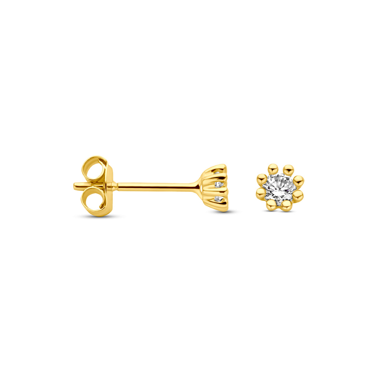 Oorknoppen zirkonia 9K geelgoud 3,5 mm