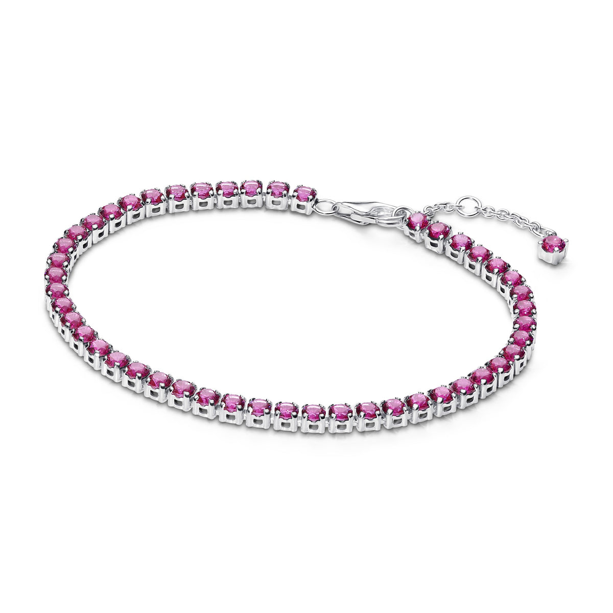 Pandora Sprankelende Roze Tennisarmband zilver