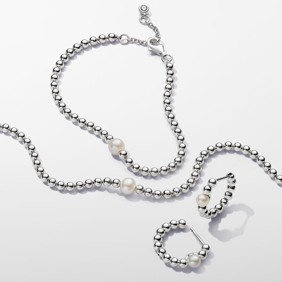 Pandora Behandelde Gecultiveerde Zoetwaterparel en Kralen Armband zilver - 593173C01