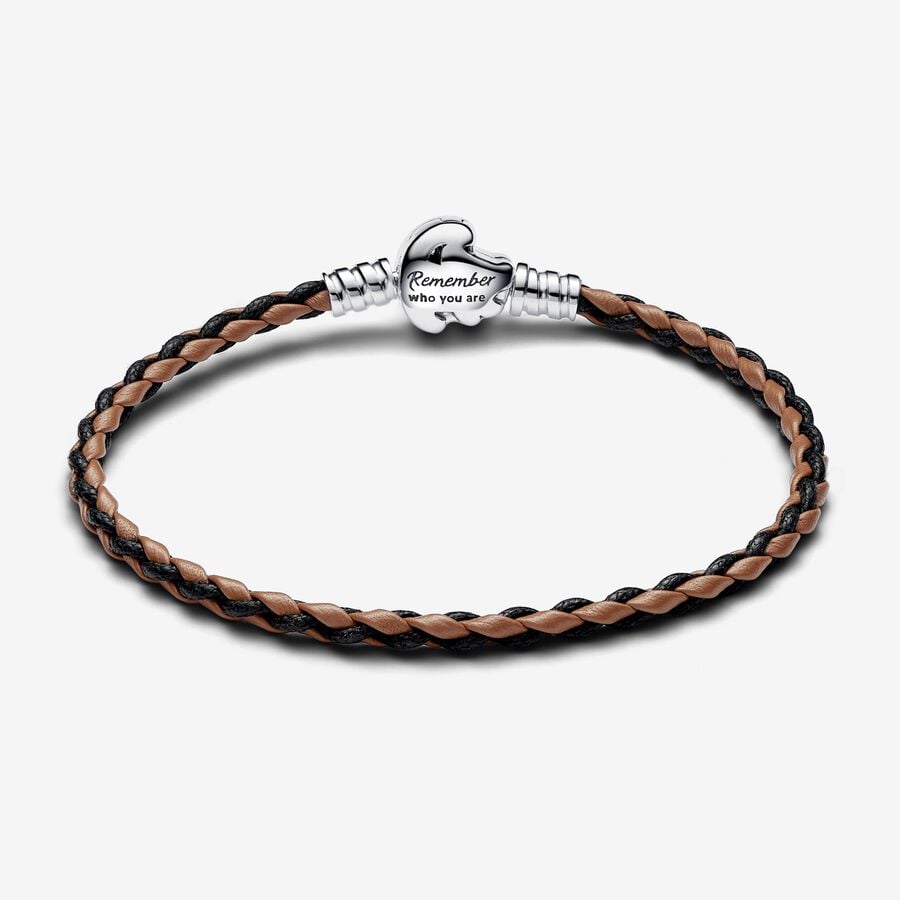 Pandora Disney The Lion King Sluiting Pandora Moments Gevlochten Leren Armband zilver - 593361C01