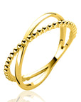 ZINZI Gold 14 krt gouden cross-over ring (5mm breed) glad en bolletjes ZGR539 - PansiteNederland.nl