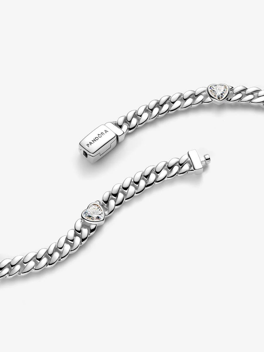 Pandora Cubaanse Schakelarmband 594226C01 – Zilver met Hartjes