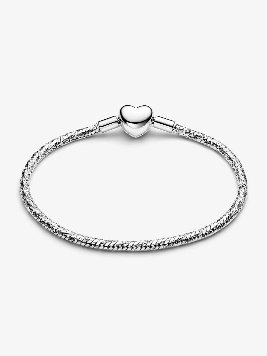 Pandora Snake-chain armband met facet geslepen schakels en hartsluiting 594236C00