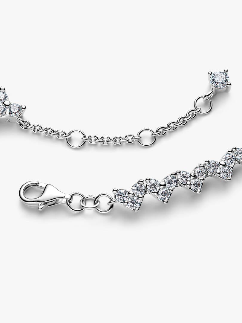 Pandora Tripple Steen Hart Armband zilver - 594390C01