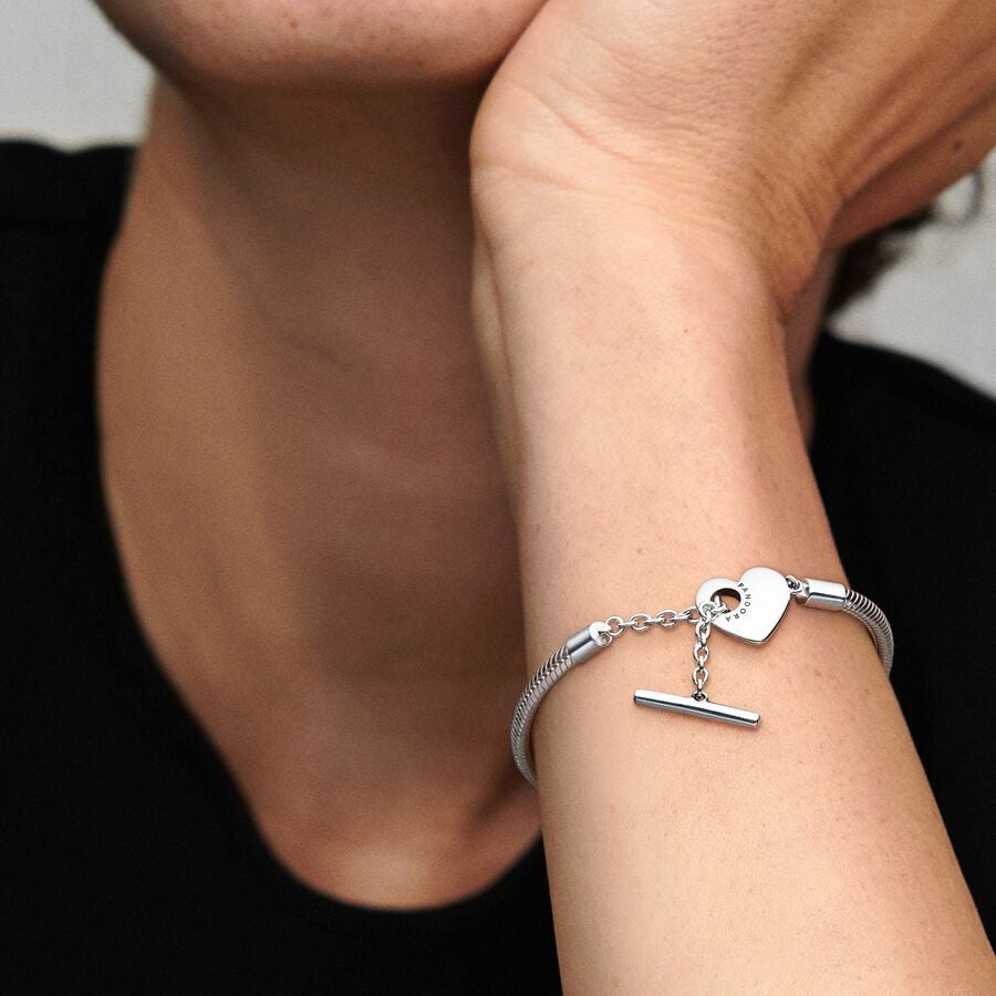 Pandora Moments Heart T-Bar Snake Chain Bracelet 599285C00 - PansiteNederland.nl